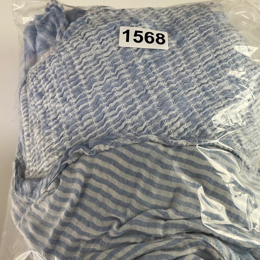 Jessica Simpson Blue White Striped Cold Shoulder Smocked Top 2X Womens Plus Size - Picture 7 of 7